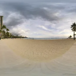 City Buildings on Beach Cloudy