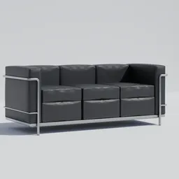 Detailed PBR Blender 3D model of a classic leather couch for architectural visualization.