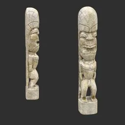 Tiki God Monolith Head Statue Marble