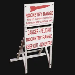 US Military Rocketry Range Warning Sign