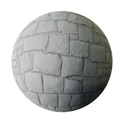 Handcrafted 4K PBR stone wall material, realistic texture for 3D modeling in Blender and compatible software.