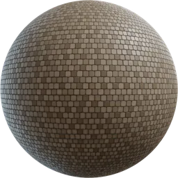 Seamless PBR texture of rounded square tiled wall for 3D modeling, created by Charlotte Baglioni.