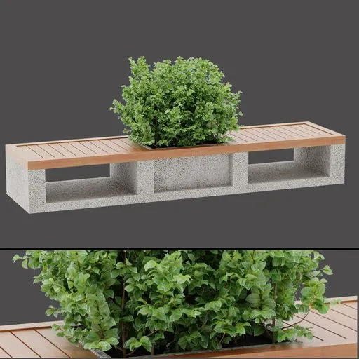 Concrete Foliage Bench