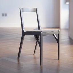 High-quality black wood 3D chair model with a contemporary design, showcasing natural texture and ergonomic comfort.