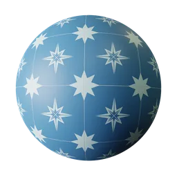 High-quality blue ceramic tile PBR material for 3D modeling in Blender, also compatible with other 3D software.