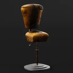 "Sci-Fi Bar Chair: Free 3D Model for Blender 3D - A futuristic chair on a pedestal with a unique design, perfect for bar settings. Created using Blender 3D software, this visually stunning piece features elements such as quixel megascans, boxing gloves, and status icons. Ideal for RPG game items or as an SCP anomalous object."