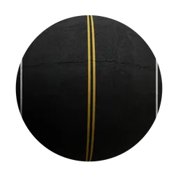 High-resolution asphalt PBR material with yellow road markings for realistic 3D Blender textures.