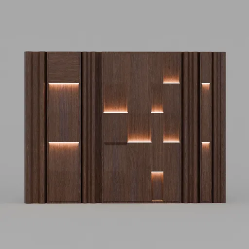 Geometric Dark Walnut Wall Panel