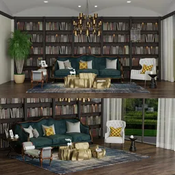 Elegant Library Living Room