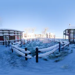 Daytime Sunny Village HDRi in Winter