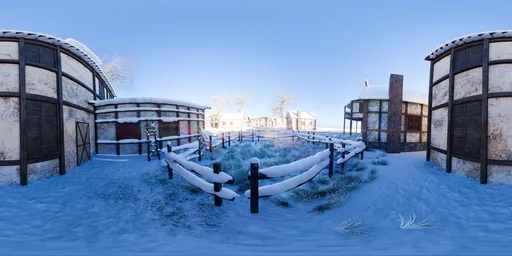 Daytime Sunny Village HDRi in Winter