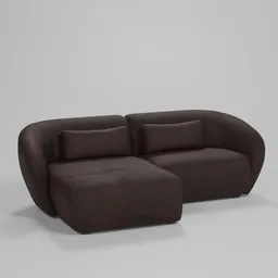 Contemporary Chocolate Brown Chaise Sofa