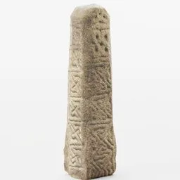 "Low-poly 3D model of an ancient Celtic stone pillar fully optimized with PBR textures. Ideal for use in Blender 3D projects. Photo-scan based for realistic details."