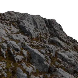 Highly detailed 3D rocky mountain terrain model, suitable for Blender environments.