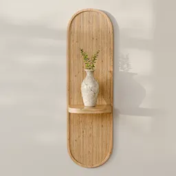 Fluted Wood Oval Wall Niche