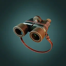 "Industrial exterior binoculars 3D model for Blender, with realistic texturing from Substance 3D Painter. Based on Mikael Yusifov's concept art and featuring ribbed Russian academic design. Perfect for video game asset files and investigation scenes."