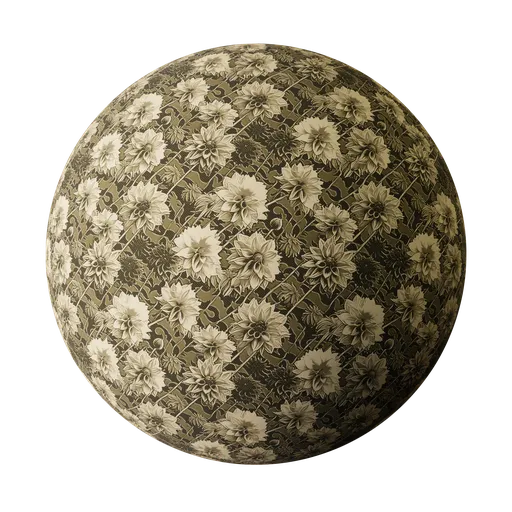 High-resolution floral wallpaper PBR texture for 3D Blender with customizable color ramp and adjustable roughness settings.