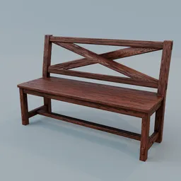 Realistic wooden bench 3D model, Blender render, detailed texture, perfect for bar scenes.