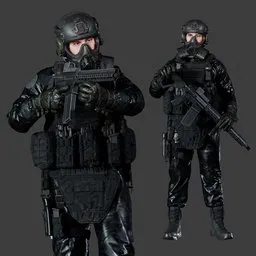 Hazmat Soldier Rigged Black Suit