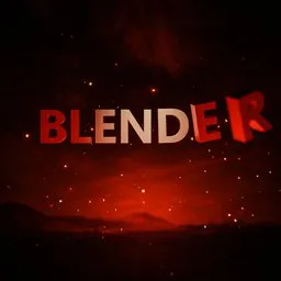 3D Blender scene with fiery cinematic typography and a dynamic outdoor backdrop, customizable.