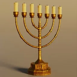 "Antique copper textured menorah 3D model for Blender 3D - perfect for mentalray, video game assets, and photorealistic renders. This stunning model features five candles and captures the essence of the torch we all must hold. Ideal for historical projects related to early middle ages, lanterns, and lamps!"