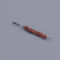 Detailed 3D shashlik skewer model for Blender graphics and animation projects.