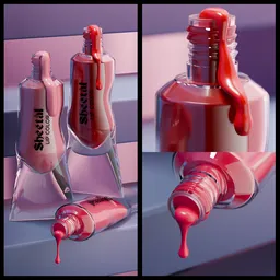 Lip colour liquid dripping shot