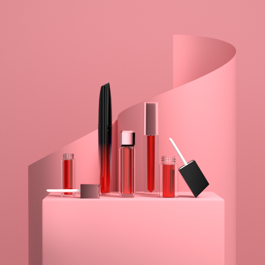 Minimal paper fold BG lipstick mockup | Mockup scenes | BlenderKit