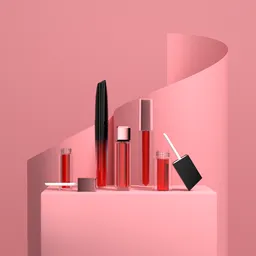 Minimalist 3D rendered lipstick mockup scene with paper fold background in Blender.