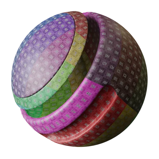 High-resolution UV Checker PBR material for 3D model UV mapping verification in Blender and other applications.