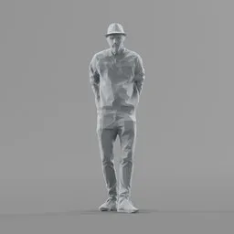 Lowpoly Male Leans on rail