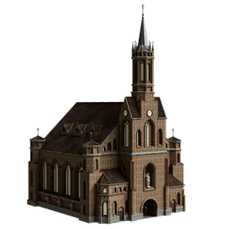 Detailed Blender 3D model of a medieval church with realistic textures, perfect for historical scene rendering.