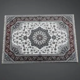 Intricate Persian rug 3D model optimized for Blender showing detailed patterns and textures for virtual interior design.