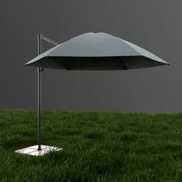 High-quality 3D rendering of a modern garden sunshade model, compatible with Blender 3D, showcased on a grassy surface.