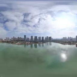 Highsky bluesky clouds green lake