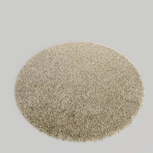 Detailed beige shaggy rug 3D model, high texture fidelity, ideal for interior design renderings in Blender.