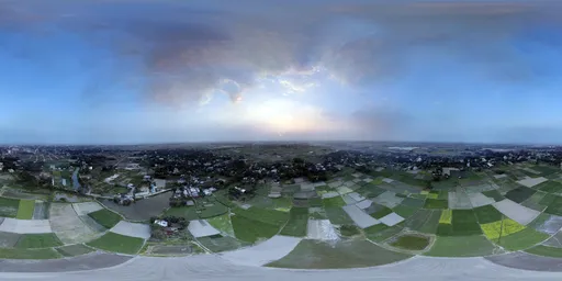 Aerial View of the Countryside at Sunset