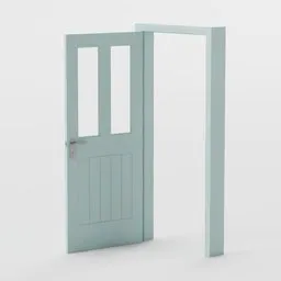 "High-quality 3D model of an interior door with frame, designed for Blender 3D software. Comes with constraints for easy animation and opening/closing movement. Perfect for architectural visualization and interior design projects."