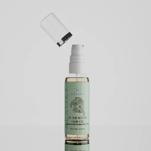 Cosmetics hair oil white bg setup