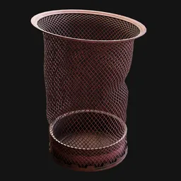 Office Metal-Mesh Wastebasket Dented