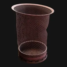 Office Metal-Mesh Wastebasket Dented