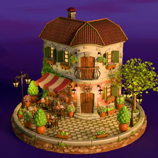Stylized Street Cafe