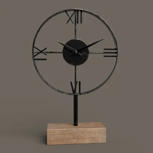 Detailed 3D rendering of a Roman numeral clock with pedestal for Blender modeling.