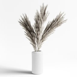 Detailed 3D model of a pampas grass bouquet in a vase, created using Blender with geometric nodes for realism.