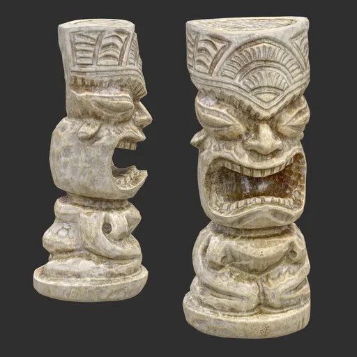Tiki God Furious Yell Statue Marble