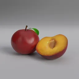 Realistic 3D plum model with detailed textures, perfect for Blender rendering and 3D visualization.