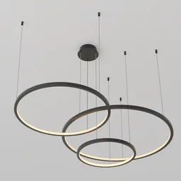 Modern circular 3D-rendered pendant light with warm illumination, ideal for Blender 3D artists.