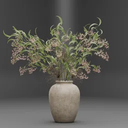 Wild Grass Flower in Ceramic Vase