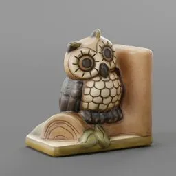 Detailed owl-shaped 3D model for Blender, ideal for virtual bookshelf decor.