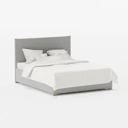 Scandinavian-style 3D model bed with cozy linen and sleek frame, ideal for modern Blender 3D renderings.